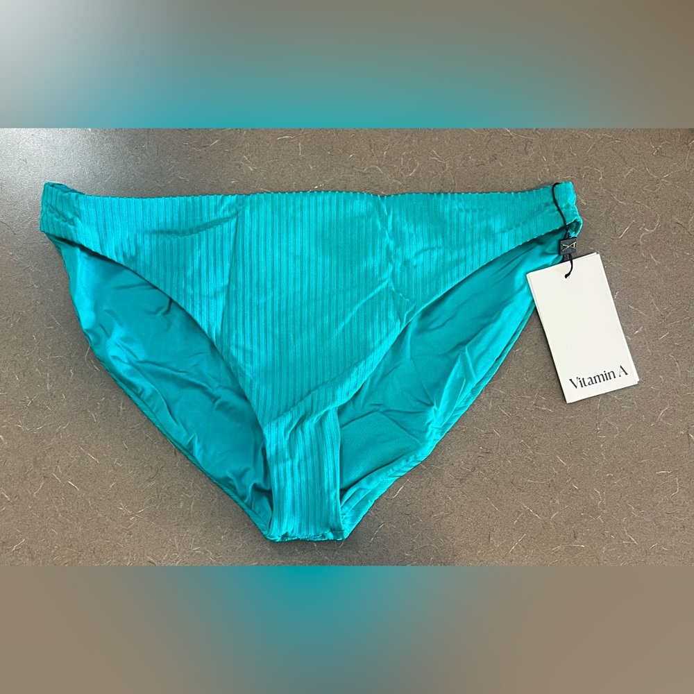 Vitamin A Blue/Turquoise Midori Bikini Bottom Made In USA Womens Size XL/12 NWT